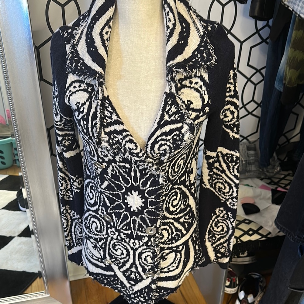 Black and White Patterned Cardigan